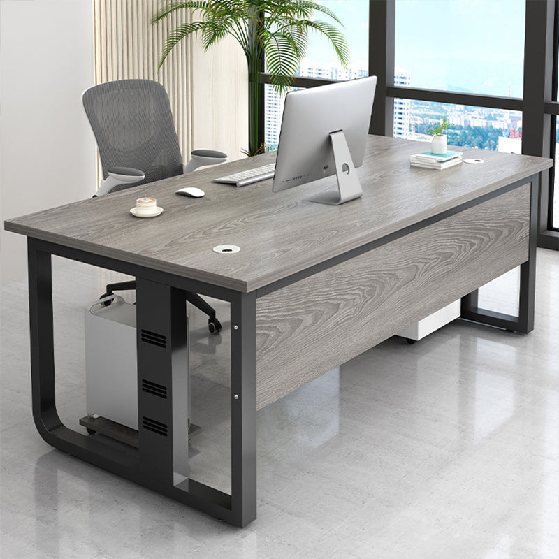 Madera de mesa de escritura de oficina rectangular con 2 patas en gris/marrón
