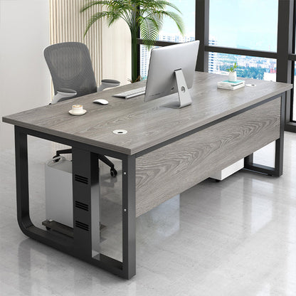 Madera de mesa de escritura de oficina rectangular con 2 patas en gris/marrón