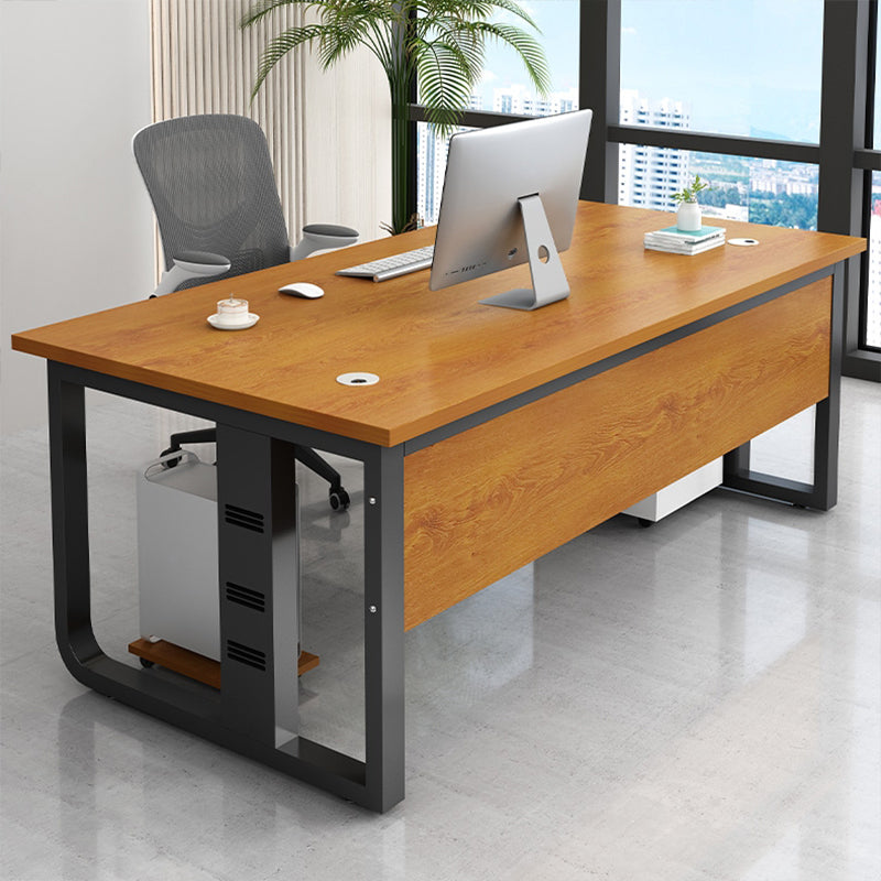 Madera de mesa de escritura de oficina rectangular con 2 patas en gris/marrón