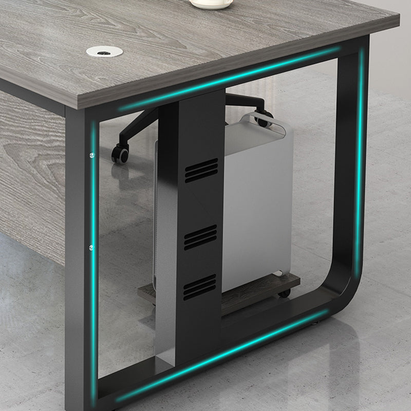 Madera de mesa de escritura de oficina rectangular con 2 patas en gris/marrón