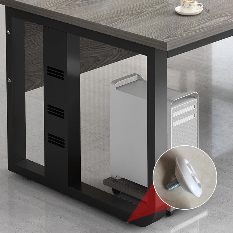 Madera de mesa de escritura de oficina rectangular con 2 patas en gris/marrón