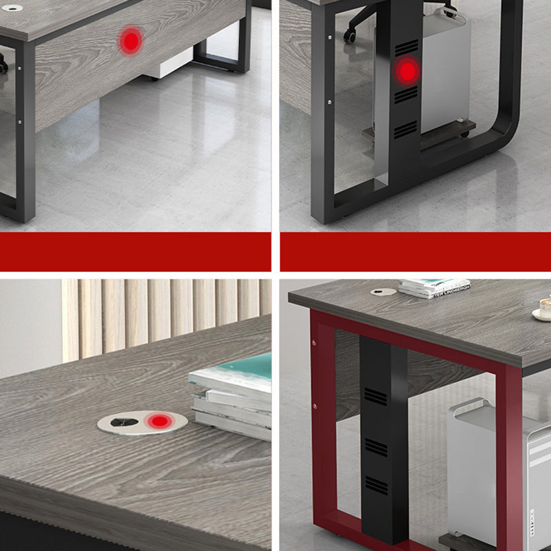 Madera de mesa de escritura de oficina rectangular con 2 patas en gris/marrón