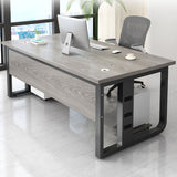 Madera de mesa de escritura de oficina rectangular con 2 patas en gris/marrón
