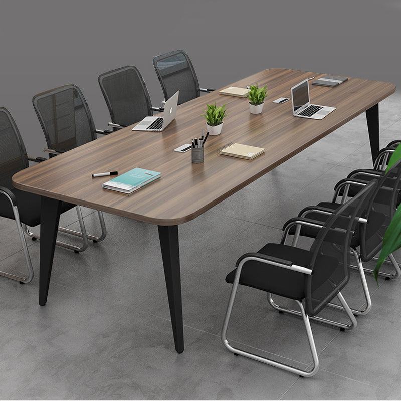 Madera de mesa de escritura de oficina rectangular con 4 patas en marrón