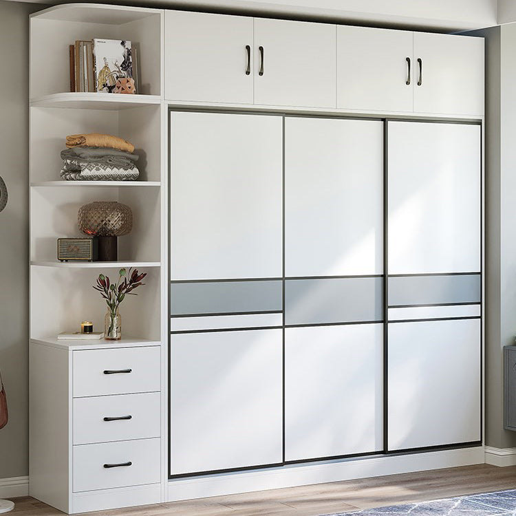 Sliding Wardrobe Armoire with Shelves Engineered Wood Wardrobe Cabinet