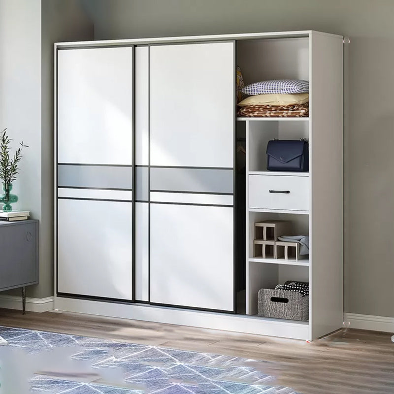 Sliding Wardrobe Armoire with Shelves Engineered Wood Wardrobe Cabinet