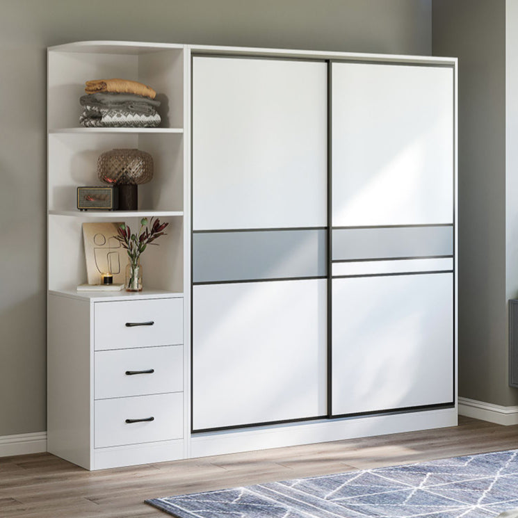 Sliding Wardrobe Armoire with Shelves Engineered Wood Wardrobe Cabinet