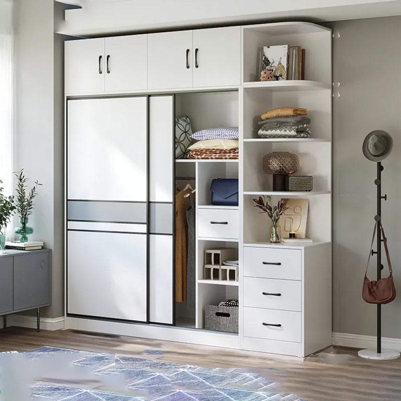 Sliding Wardrobe Armoire with Shelves Engineered Wood Wardrobe Cabinet