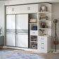 Sliding Wardrobe Armoire with Shelves Engineered Wood Wardrobe Cabinet