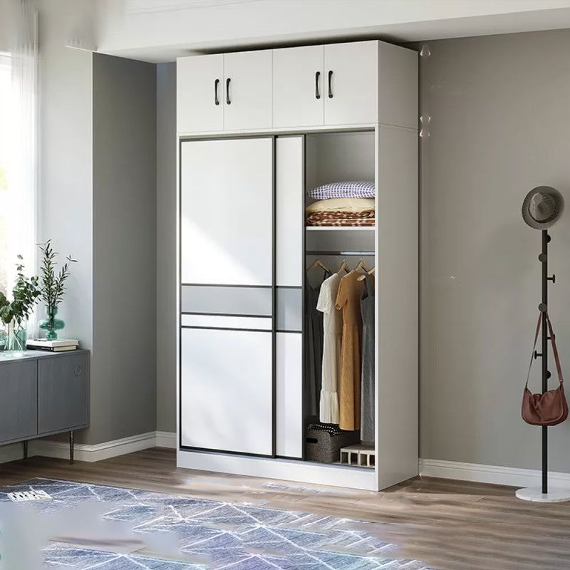 Sliding Wardrobe Armoire with Shelves Engineered Wood Wardrobe Cabinet