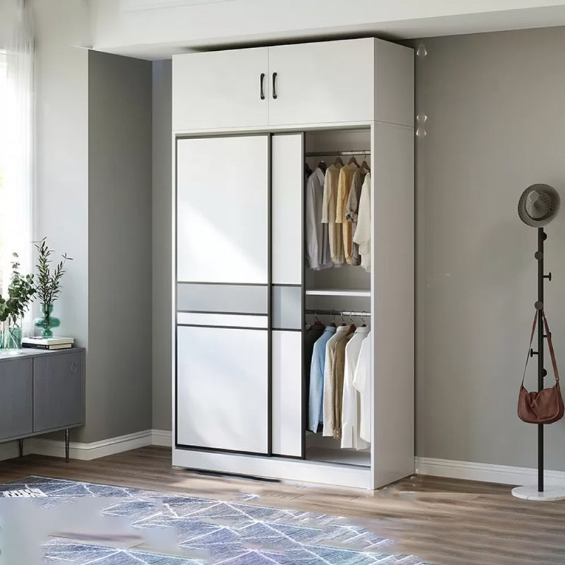 Sliding Wardrobe Armoire with Shelves Engineered Wood Wardrobe Cabinet