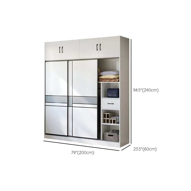 Sliding Wardrobe Armoire with Shelves Engineered Wood Wardrobe Cabinet