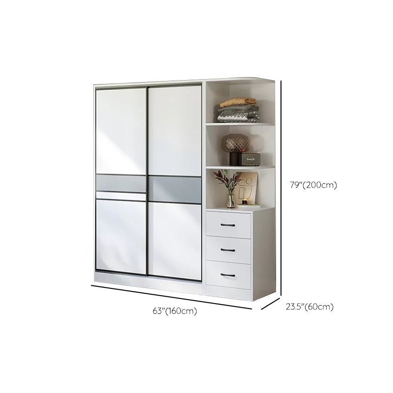 Sliding Wardrobe Armoire with Shelves Engineered Wood Wardrobe Cabinet