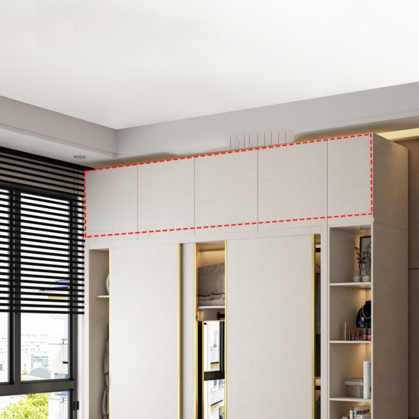 Gründung des Holzschlitzungsschranks Moderner Kleiderschrank mit Spiegel