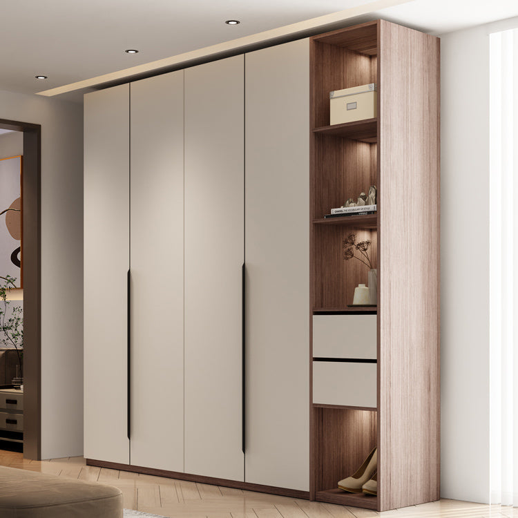 Hinged Storage Cabinet Modern Wardrobe Armoire with Garment Rod Clearhalo 'Armoires & Wardrobes' 'armoires_wardrobes' 'Bedroom Furniture' 'furn' 'furn_armoires_wardrobes' 'Furniture' 7831152