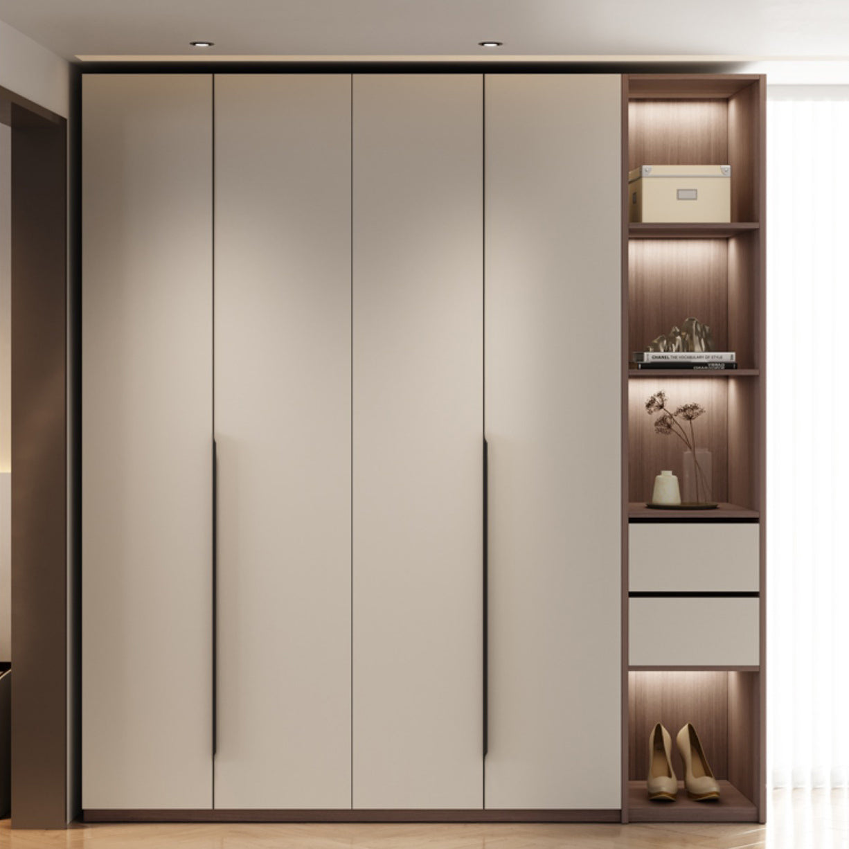 Hinged Storage Cabinet Modern Wardrobe Armoire with Garment Rod Clearhalo 'Armoires & Wardrobes' 'armoires_wardrobes' 'Bedroom Furniture' 'furn' 'furn_armoires_wardrobes' 'Furniture' 7831154