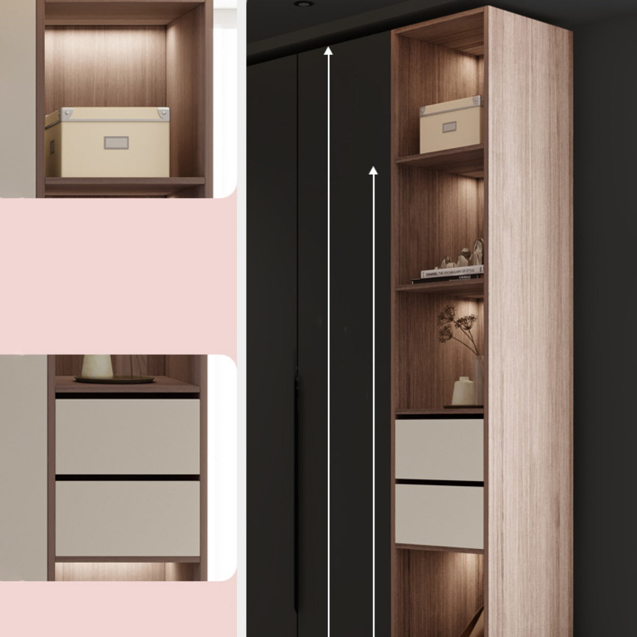 Hinged Storage Cabinet Modern Wardrobe Armoire with Garment Rod Clearhalo 'Armoires & Wardrobes' 'armoires_wardrobes' 'Bedroom Furniture' 'furn' 'furn_armoires_wardrobes' 'Furniture' 7831161