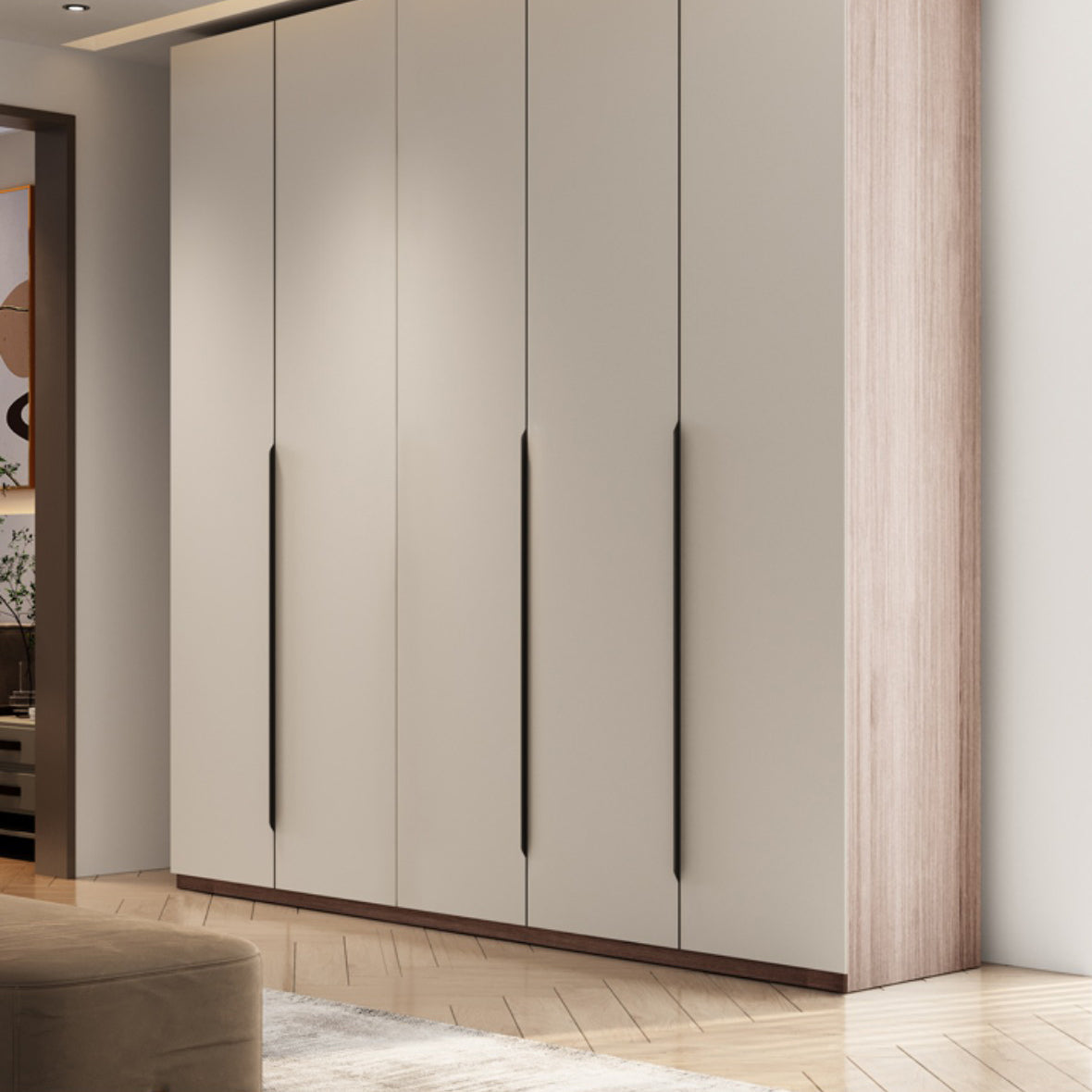 Hinged Storage Cabinet Modern Wardrobe Armoire with Garment Rod Clearhalo 'Armoires & Wardrobes' 'armoires_wardrobes' 'Bedroom Furniture' 'furn' 'furn_armoires_wardrobes' 'Furniture' 7831168