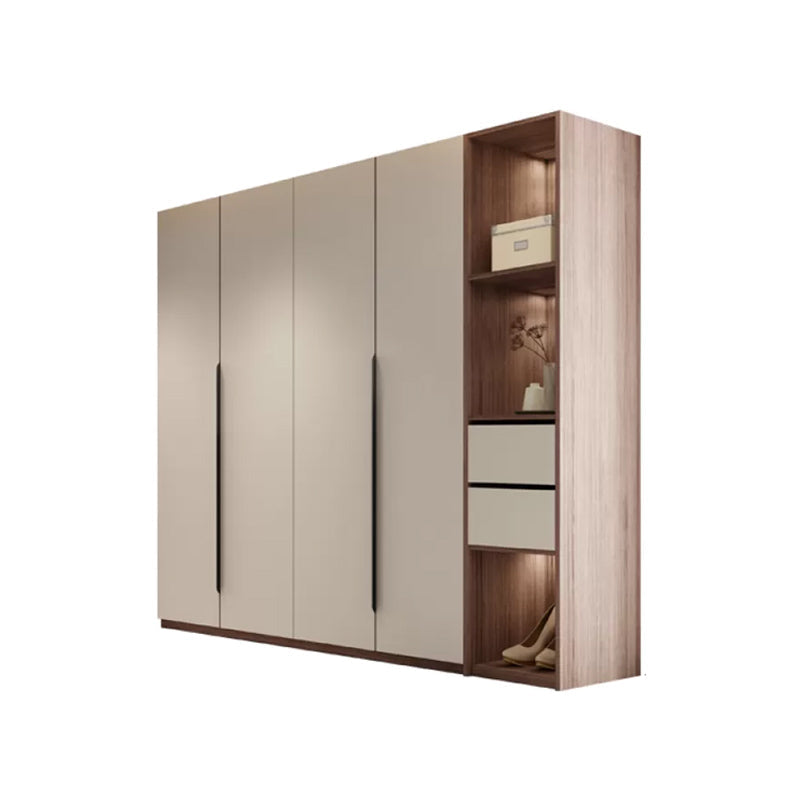 Hinged Storage Cabinet Modern Wardrobe Armoire with Garment Rod Armoire with Side Cabinet 63"L x 22"W x 79"H Clearhalo 'Armoires & Wardrobes' 'armoires_wardrobes' 'Bedroom Furniture' 'furn' 'furn_armoires_wardrobes' 'Furniture' 7831169