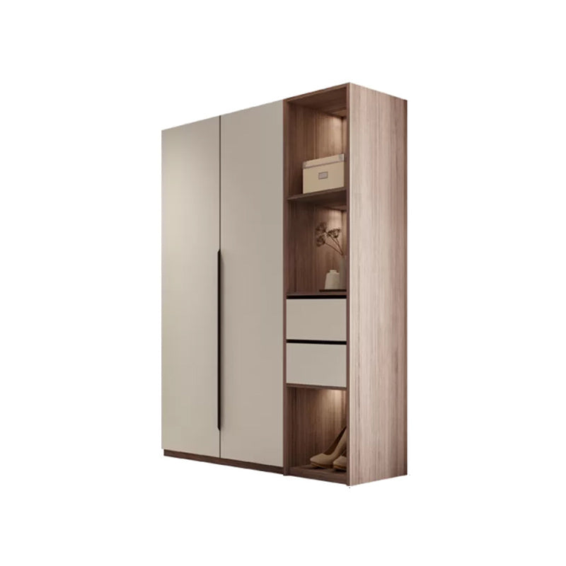Hinged Storage Cabinet Modern Wardrobe Armoire with Garment Rod Armoire with Side Cabinet 31"L x 22"W x 79"H Clearhalo 'Armoires & Wardrobes' 'armoires_wardrobes' 'Bedroom Furniture' 'furn' 'furn_armoires_wardrobes' 'Furniture' 7831170