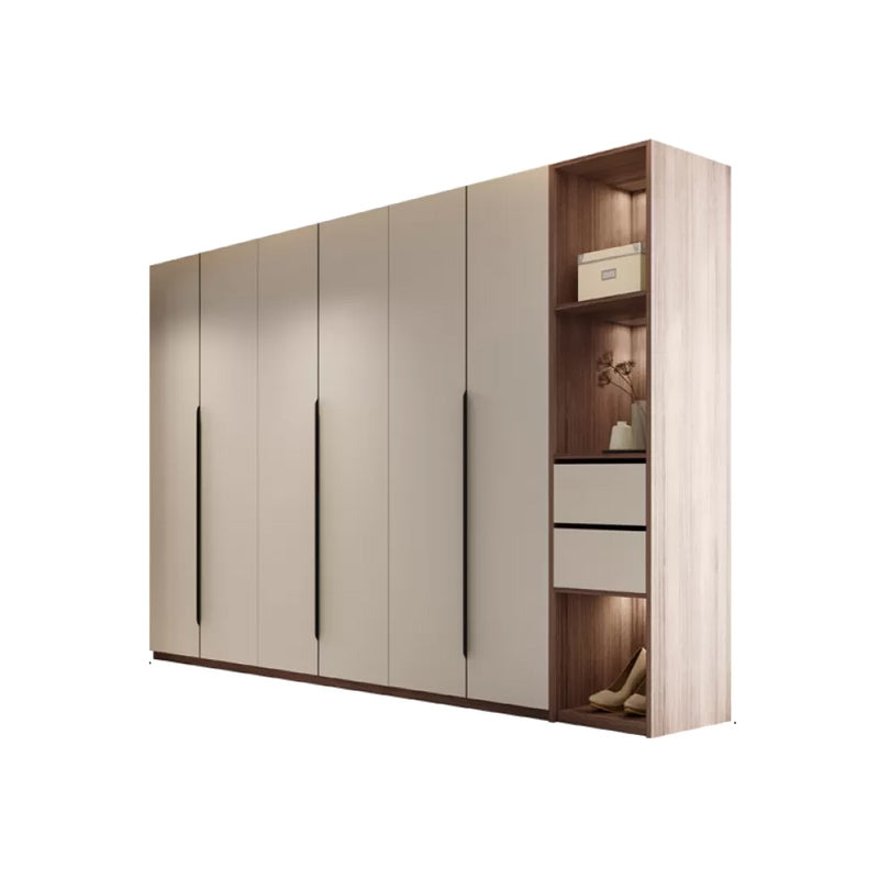 Hinged Storage Cabinet Modern Wardrobe Armoire with Garment Rod Armoire with Side Cabinet 94"L x 22"W x 79"H Clearhalo 'Armoires & Wardrobes' 'armoires_wardrobes' 'Bedroom Furniture' 'furn' 'furn_armoires_wardrobes' 'Furniture' 7831172