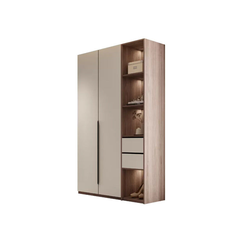 Hinged Storage Cabinet Modern Wardrobe Armoire with Garment Rod Armoire with Side Cabinet 31.5"L x 22"W x 94.5"H Clearhalo 'Armoires & Wardrobes' 'armoires_wardrobes' 'Bedroom Furniture' 'furn' 'furn_armoires_wardrobes' 'Furniture' 7831173