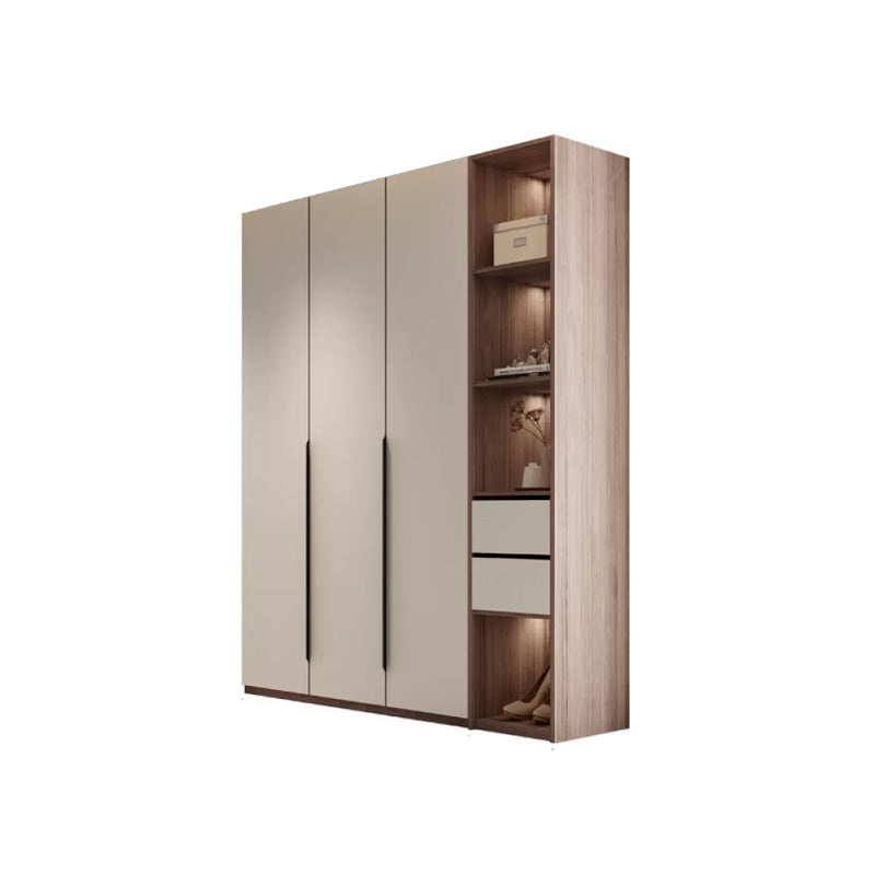 Hinged Storage Cabinet Modern Wardrobe Armoire with Garment Rod Armoire with Side Cabinet 47"L x 22"W x 94.5"H Clearhalo 'Armoires & Wardrobes' 'armoires_wardrobes' 'Bedroom Furniture' 'furn' 'furn_armoires_wardrobes' 'Furniture' 7831174