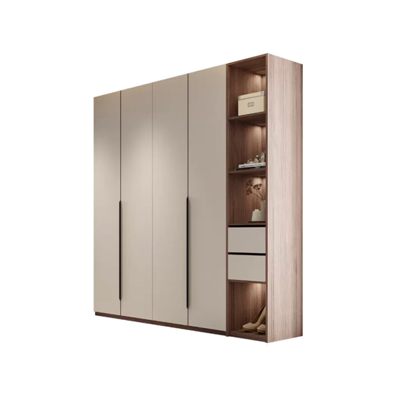 Hinged Storage Cabinet Modern Wardrobe Armoire with Garment Rod Armoire with Side Cabinet 63"L x 22"W x 94.5"H Clearhalo 'Armoires & Wardrobes' 'armoires_wardrobes' 'Bedroom Furniture' 'furn' 'furn_armoires_wardrobes' 'Furniture' 7831175