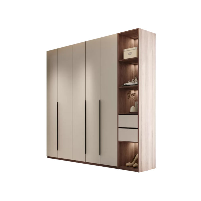 Hinged Storage Cabinet Modern Wardrobe Armoire with Garment Rod Armoire with Side Cabinet 79"L x 22"W x 94"H Clearhalo 'Armoires & Wardrobes' 'armoires_wardrobes' 'Bedroom Furniture' 'furn' 'furn_armoires_wardrobes' 'Furniture' 7831177