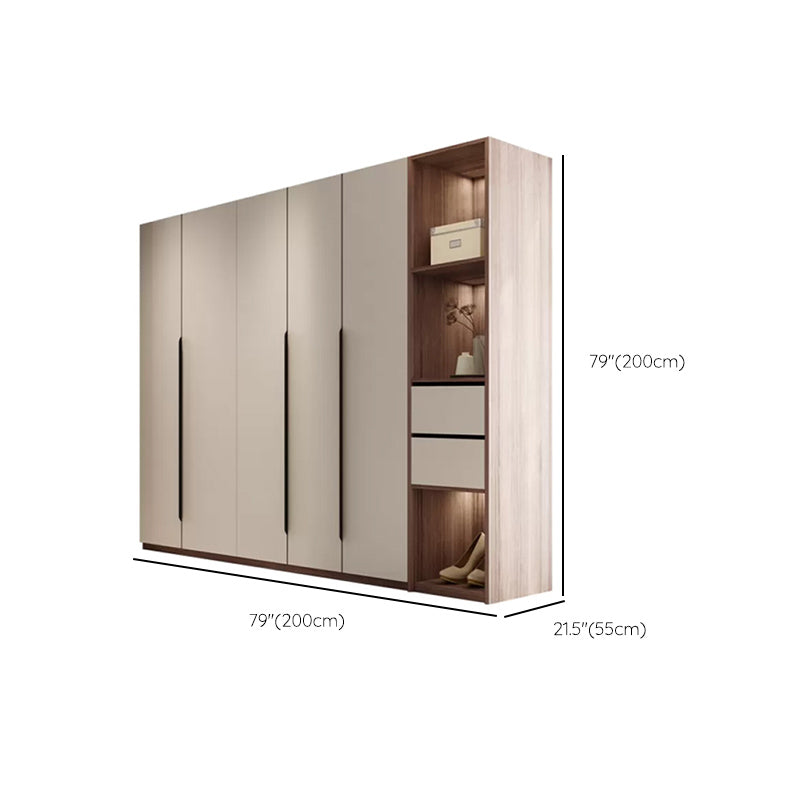 Hinged Storage Cabinet Modern Wardrobe Armoire with Garment Rod Clearhalo 'Armoires & Wardrobes' 'armoires_wardrobes' 'Bedroom Furniture' 'furn' 'furn_armoires_wardrobes' 'Furniture' 7831197