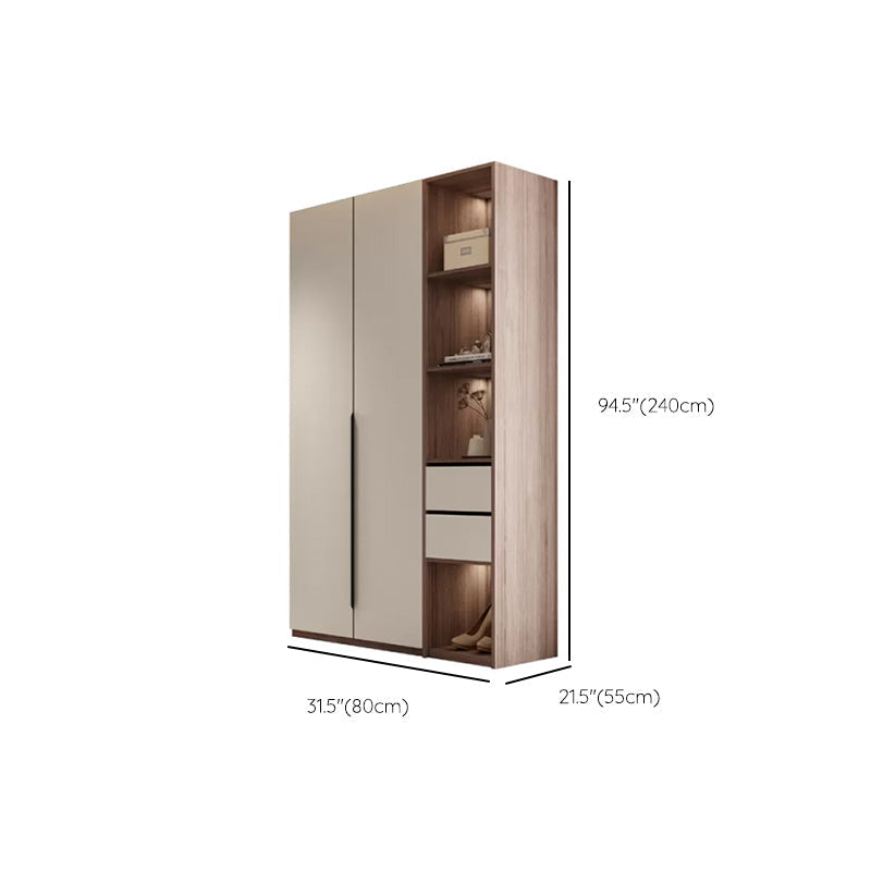 Hinged Storage Cabinet Modern Wardrobe Armoire with Garment Rod Clearhalo 'Armoires & Wardrobes' 'armoires_wardrobes' 'Bedroom Furniture' 'furn' 'furn_armoires_wardrobes' 'Furniture' 7831199