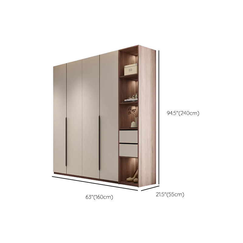 Hinged Storage Cabinet Modern Wardrobe Armoire with Garment Rod Clearhalo 'Armoires & Wardrobes' 'armoires_wardrobes' 'Bedroom Furniture' 'furn' 'furn_armoires_wardrobes' 'Furniture' 7831201