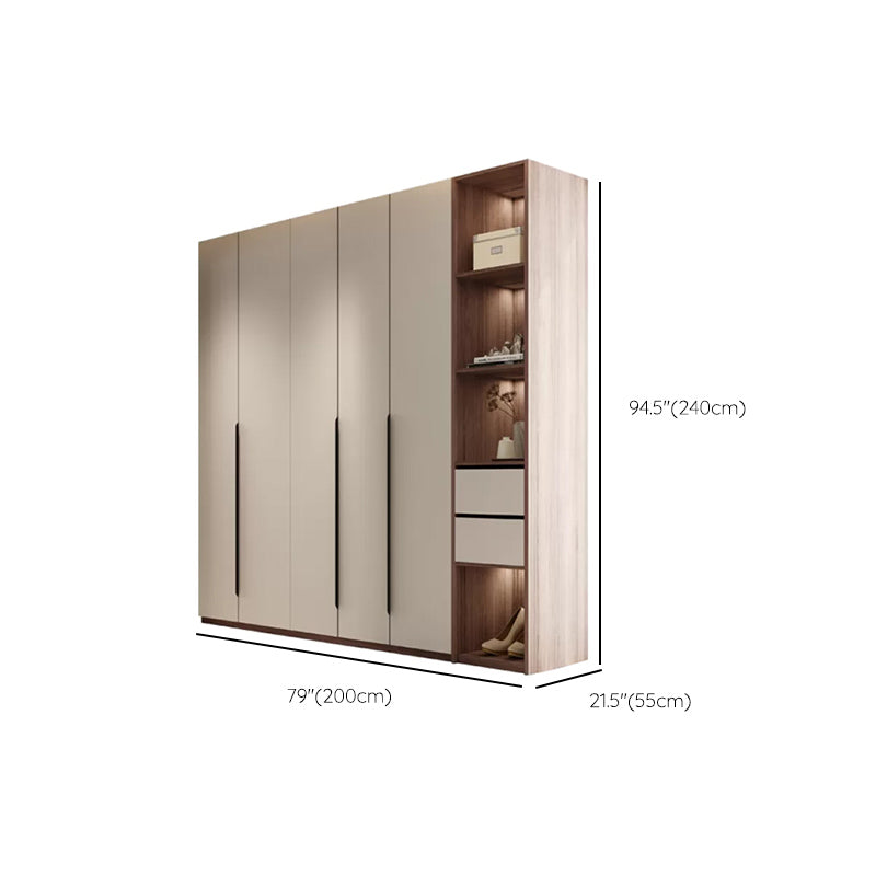 Hinged Storage Cabinet Modern Wardrobe Armoire with Garment Rod Clearhalo 'Armoires & Wardrobes' 'armoires_wardrobes' 'Bedroom Furniture' 'furn' 'furn_armoires_wardrobes' 'Furniture' 7831202