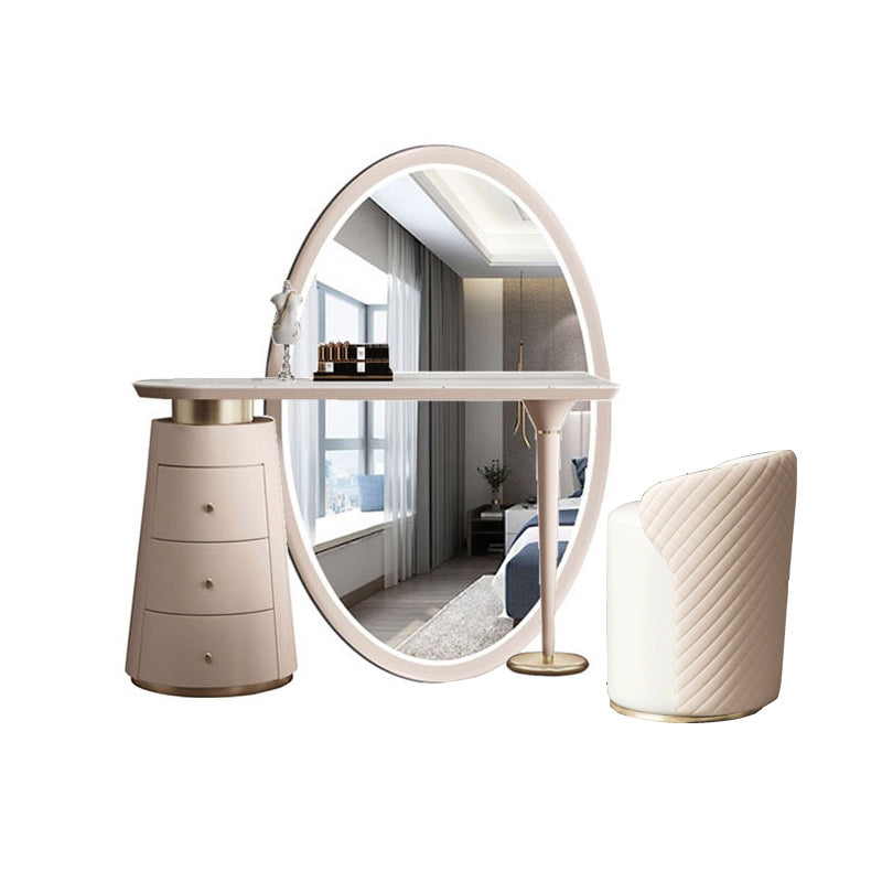 Moderne avec tiroir chambre miroir métallique avec coiffeuse tabouret