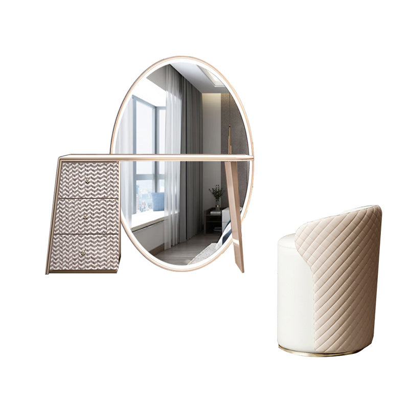 Moderne avec tiroir chambre miroir métallique avec coiffeuse tabouret