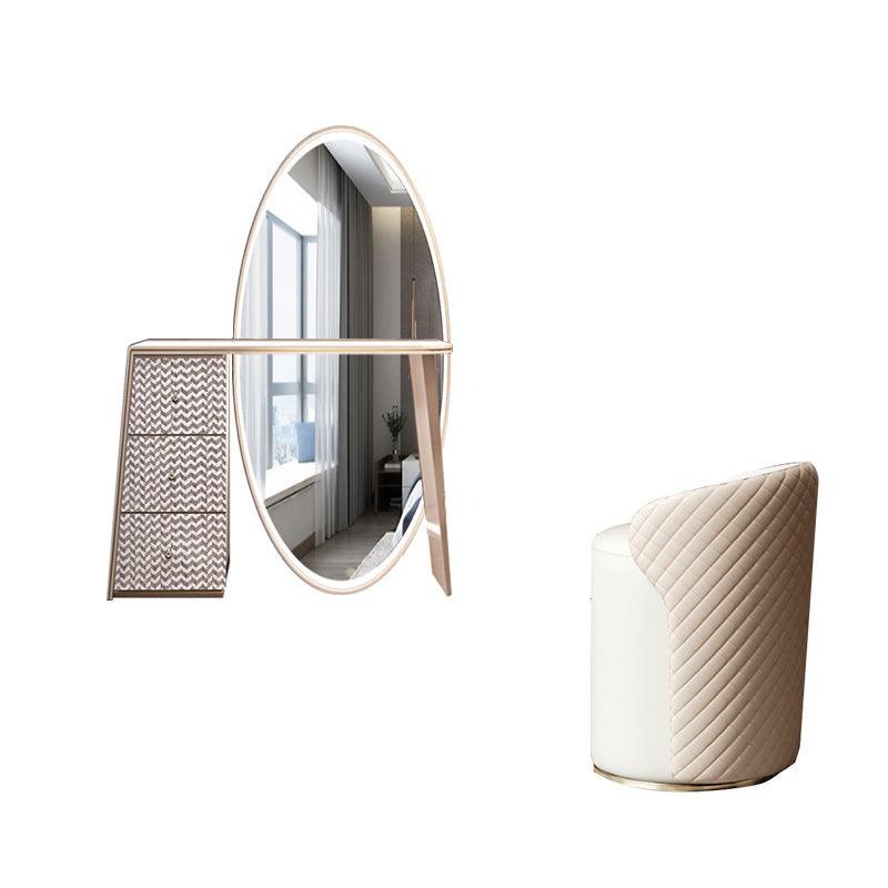 Moderne avec tiroir chambre miroir métallique avec coiffeuse tabouret