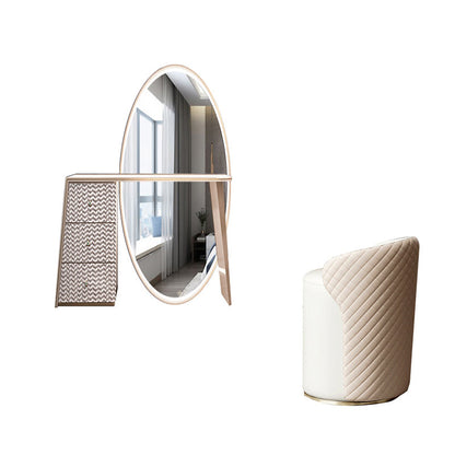 Moderne avec tiroir chambre miroir métallique avec coiffeuse tabouret