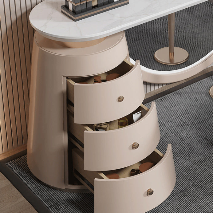 Moderne avec tiroir chambre miroir métallique avec coiffeuse tabouret