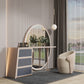 Moderne avec tiroir chambre miroir métallique avec coiffeuse tabouret