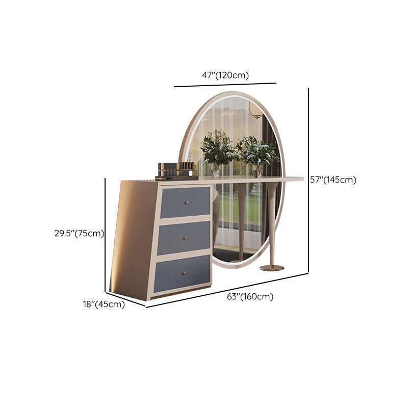 Moderne avec tiroir chambre miroir métallique avec coiffeuse tabouret