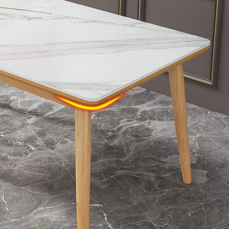 Moderner weißer Rechteckstein für Stein mit 4 Holzfuß