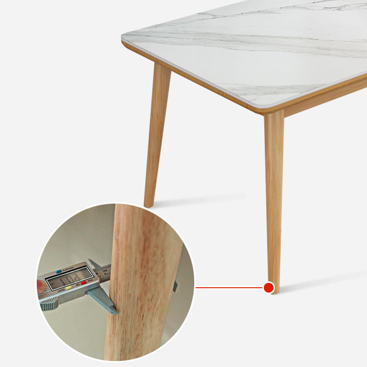 Moderner weißer Rechteckstein für Stein mit 4 Holzfuß