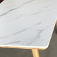 Modern White Rectangle Stone Dining Table with Solid Wood Legs