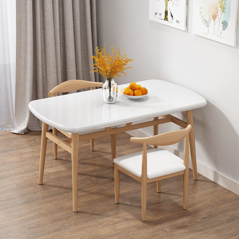 Contemporary Rectangular Dining Table with Legs for 2-4 People White 39.4"L x 23.6"W x 29.5"H Without Chairs Clearhalo 'Dining Tables & Seating' 'Dining Tables' 'dining_table' 'furn' 'furn_dining_table' 'Furniture' 'Kitchen & Dining Furniture' 7836912