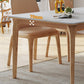 Modern White Rectangular Stone Top Dining Table with 4 Ash Legs