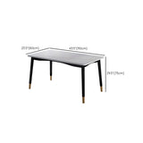 Mesa de comedor de piedra gris rectangular moderna con 4 pies de madera maciza