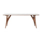 Modern Rectangular White Stone Top Dining Table with 4 Ash Legs