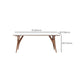 Modern Rectangular White Stone Top Dining Table with 4 Ash Legs