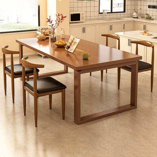 Modern Rectangular Wood Dining Table with Solid Wood Legs for Living Room Without Chairs