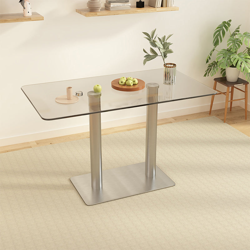 Finitura lucidata 1/4/5 PC set da pranzo con tavolo da pranzo in vetro e sedie pieghevoli